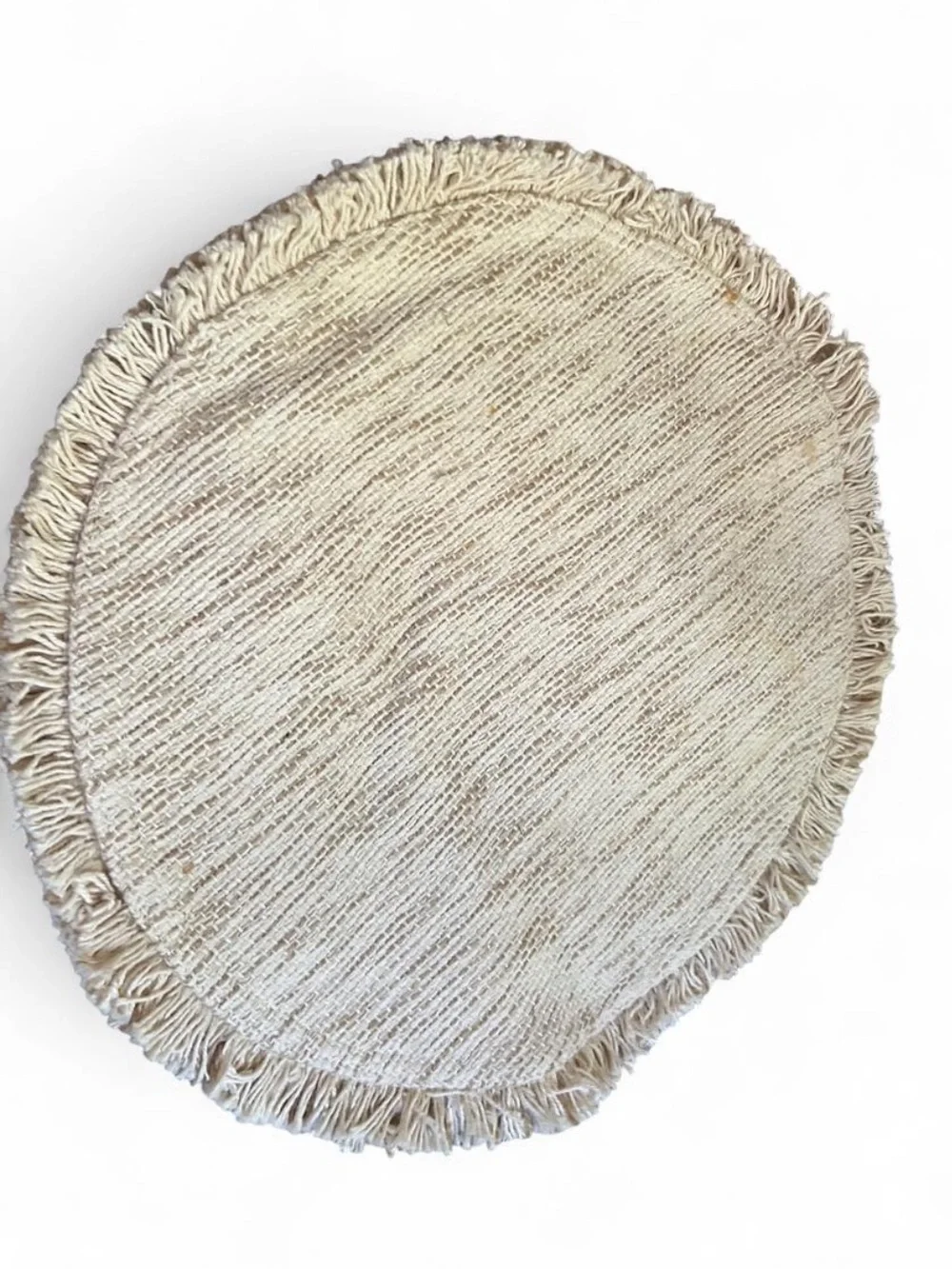 Neutral Fringe Round Placemat - Cream Table Linen